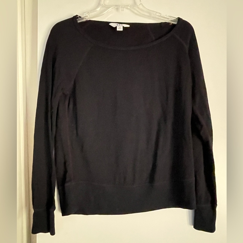 Joy Lab Black Cotton Wide Crew Neck Long Sleeve Sweatshirt Top